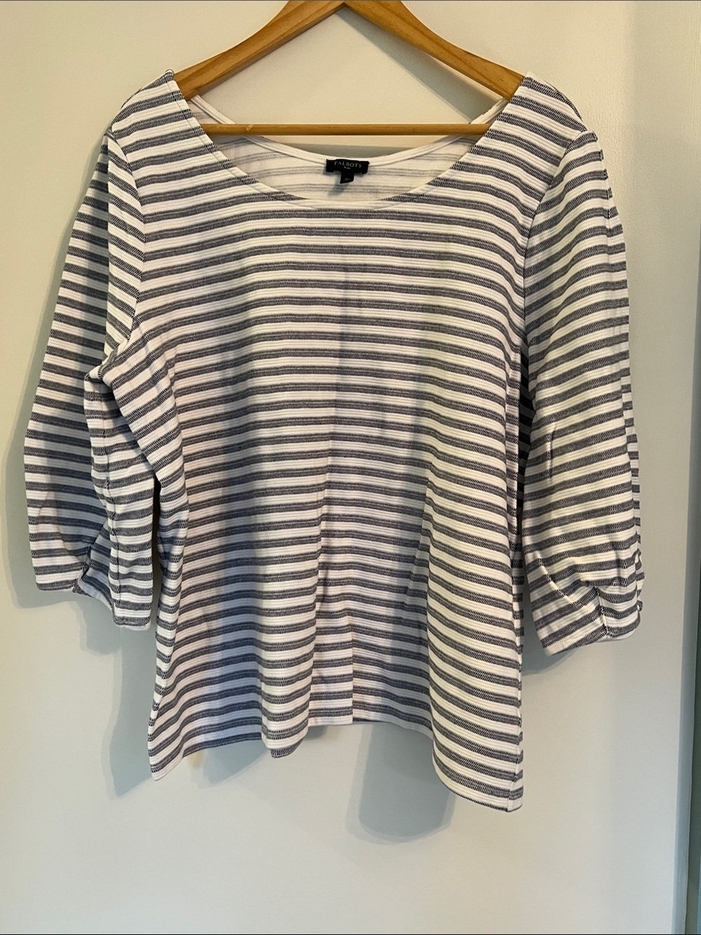 Talbots Stripe 3/4 Puff Sleeve Top